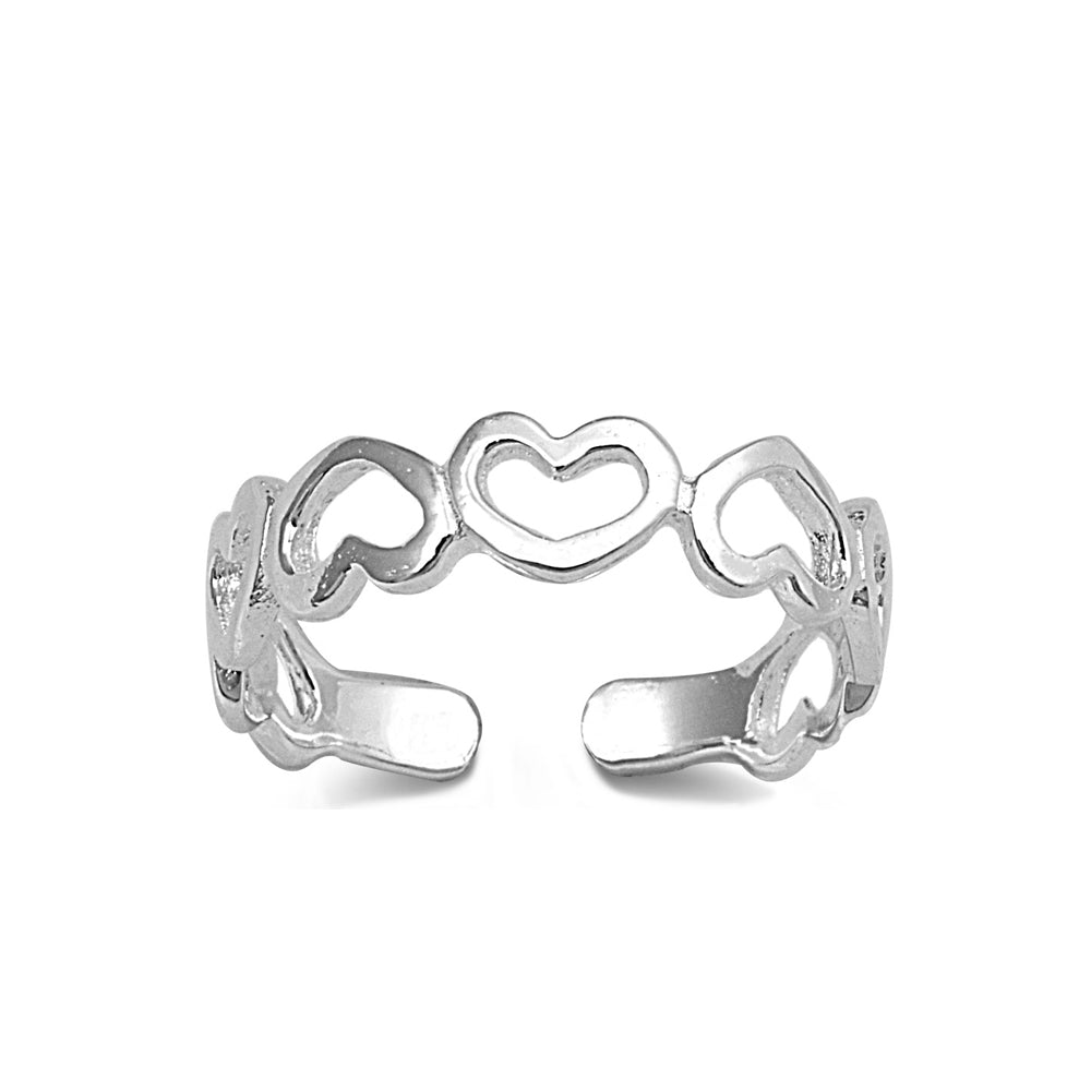 Silver Toe Ring - Hearts