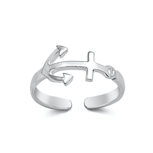 Silver Toe Ring - Sideways Anchor