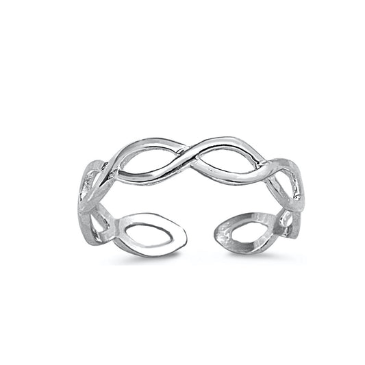 Silver Toe Ring - Braided Band