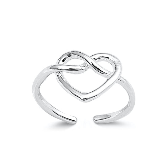 Silver Toe Ring - Pretzel Heart