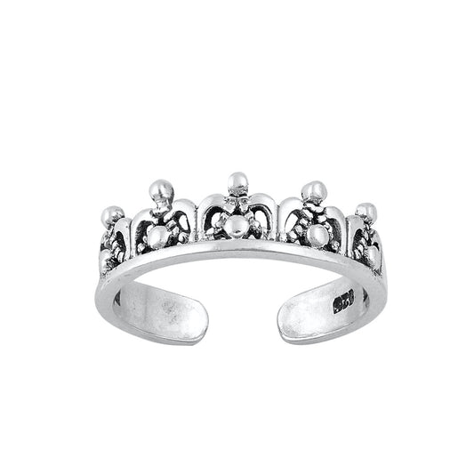 Silver Toe Ring - Crown