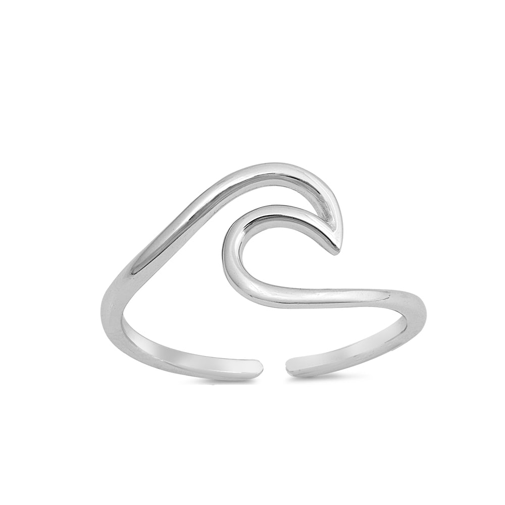 Silver Toe Ring - Wave