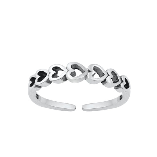 Silver Toe Ring - Sideways Hearts