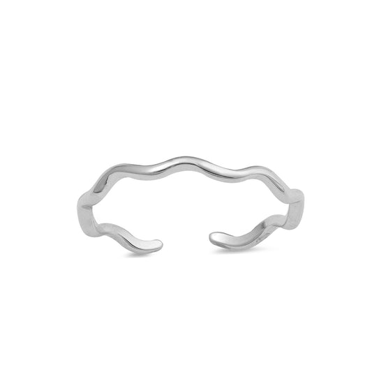 Silver Toe Ring - Waves