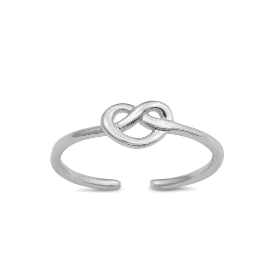 Silver Toe Ring - Mini Pretzel Heart