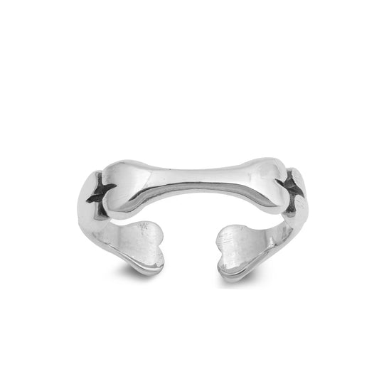 Silver Toe Ring - Bones