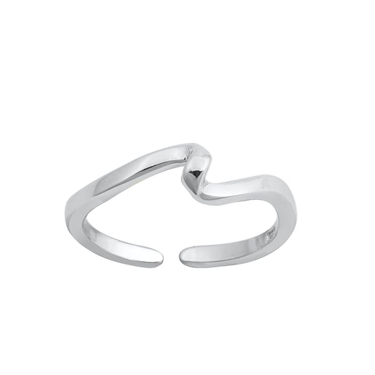 Silver Toe Ring - Wave