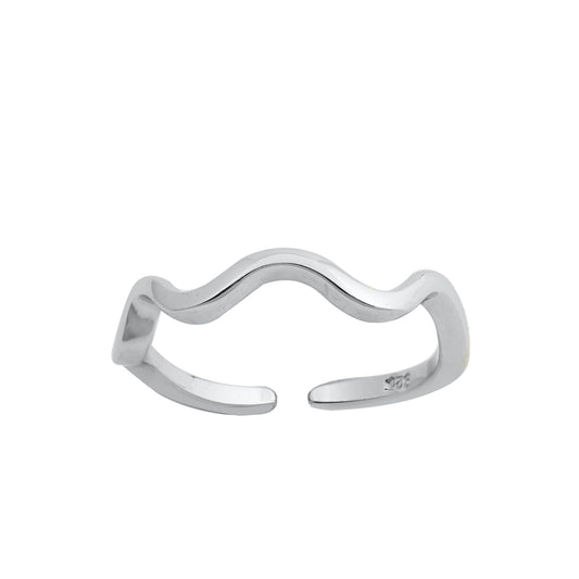 Silver Toe Ring - Wavy