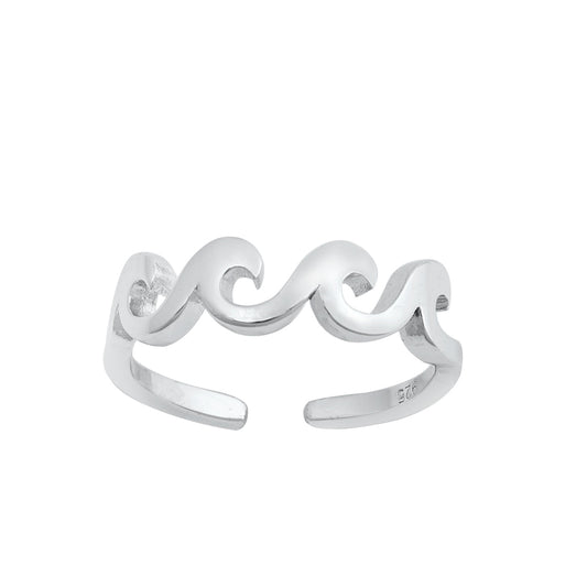 Silver Toe Ring - Wave