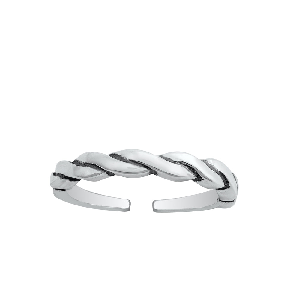 Silver Toe Ring - Rope