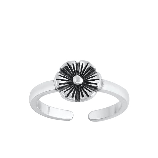 Silver Toe Ring - Flower