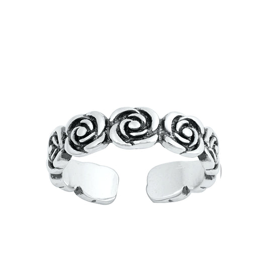 Silver Toe Ring - Roses