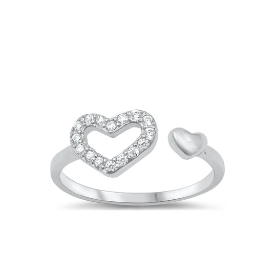 Silver Toe Ring - Hearts