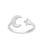 Silver Toe Ring - Moon & Star