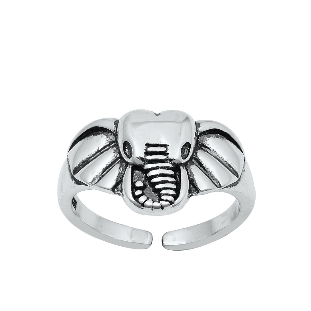 Silver Toe Ring - Elephant Head