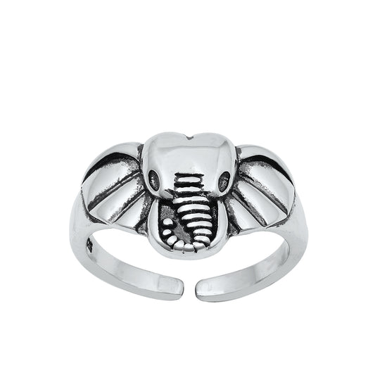 Silver Toe Ring - Elephant Head