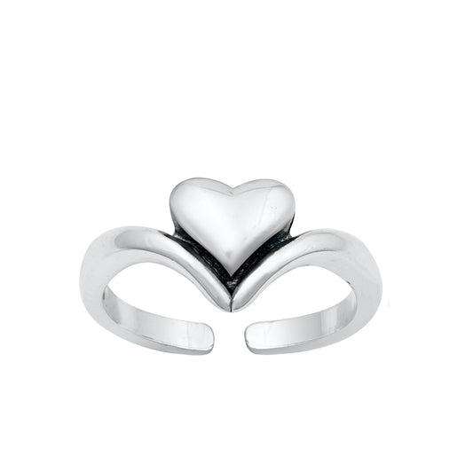 Silver Toe Ring - Heart