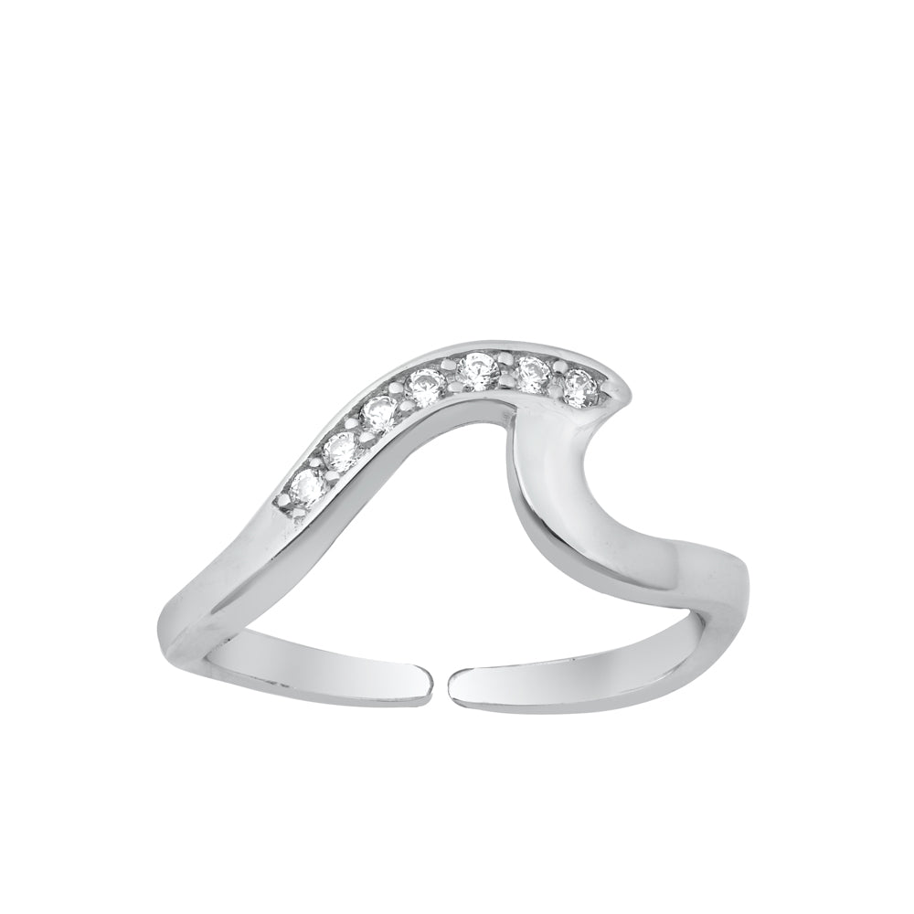 Silver Toe Ring - Wave