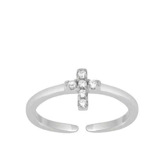 Silver Toe Ring - Cross