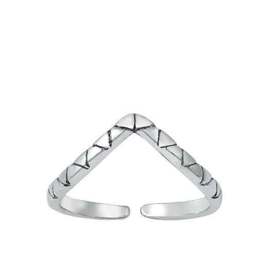 Silver Toe Ring -  V Snake