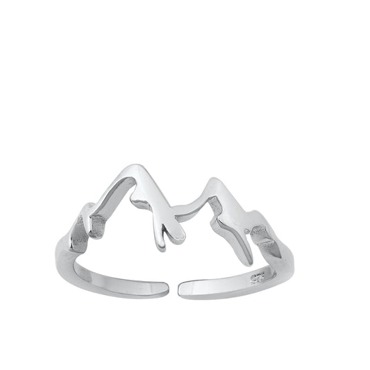 Silver Toe Ring - Mountains