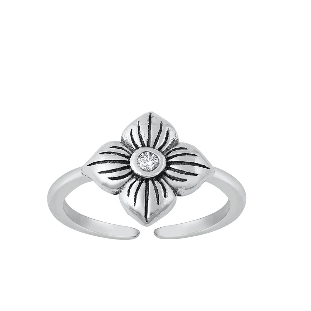 Silver Toe Ring - Flower