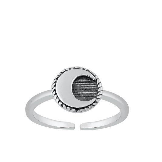 Silver Toe Ring - Crescent Moon