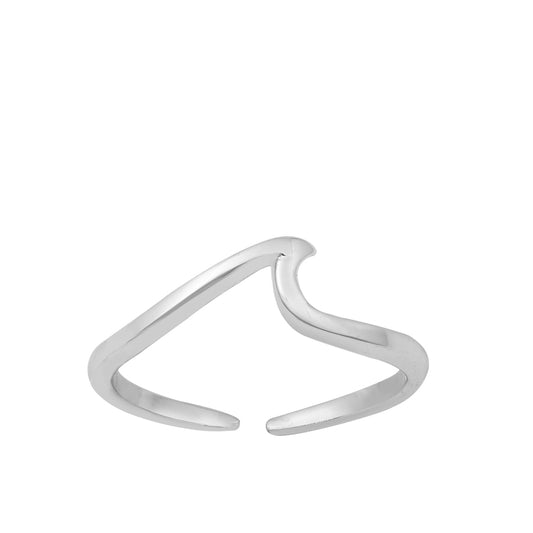 Silver Toe Ring - Wave