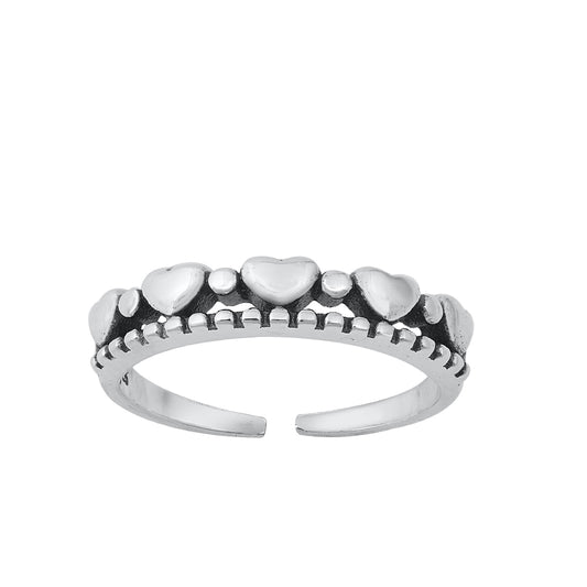 Silver Toe Ring - Hearts