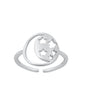 Silver Toe Ring - Moon & Stars