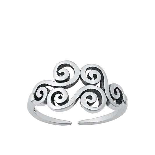 Silver Toe Ring - Wind Symbol