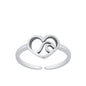 Silver Toe Ring - Heart & Wave