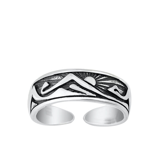 Silver Toe Ring - Mountains & Sun