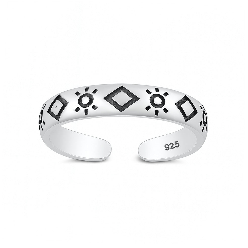 Silver Toe Ring - Sun