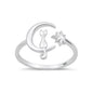 Silver Toe Ring - Cat, Moon, Star