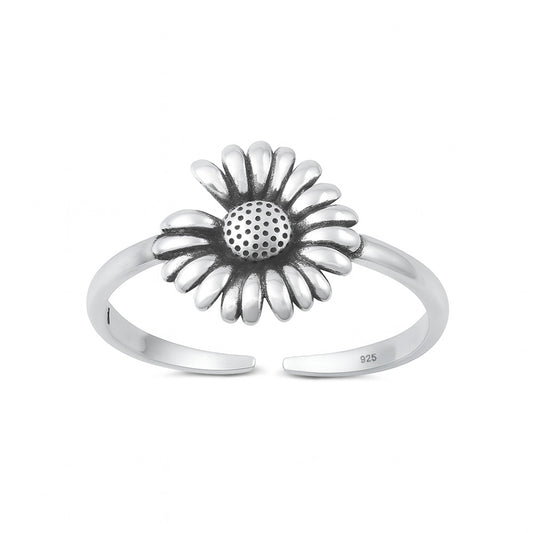 Silver Toe Ring - Flower