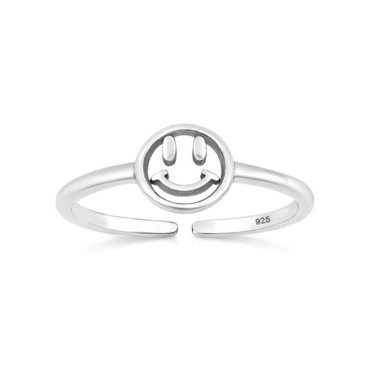 Silver Toe Ring - Happy Face