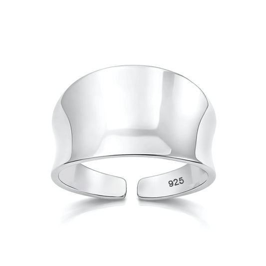 Silver Toe Ring - Concave Band