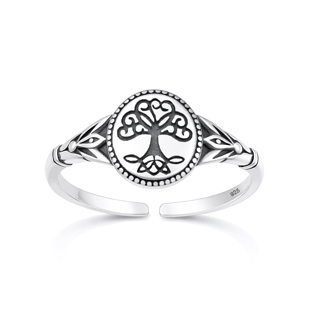 Silver Toe Ring - Celtic Tree