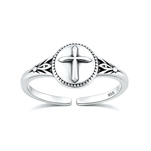 Silver Toe Ring - Cross