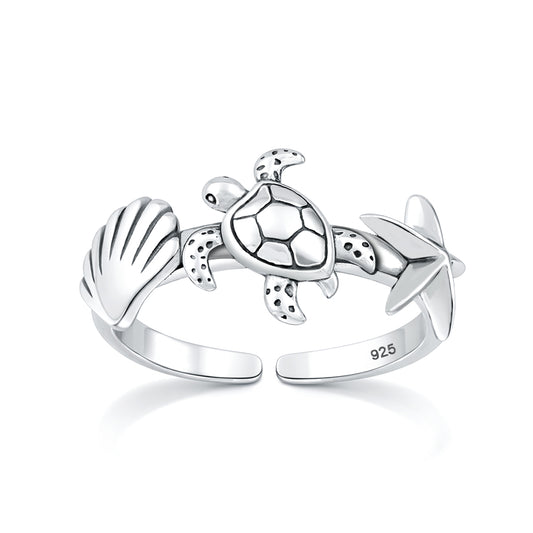 Silver Toe Ring - Sea Animals