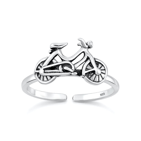 Silver Toe Ring - Bicycle