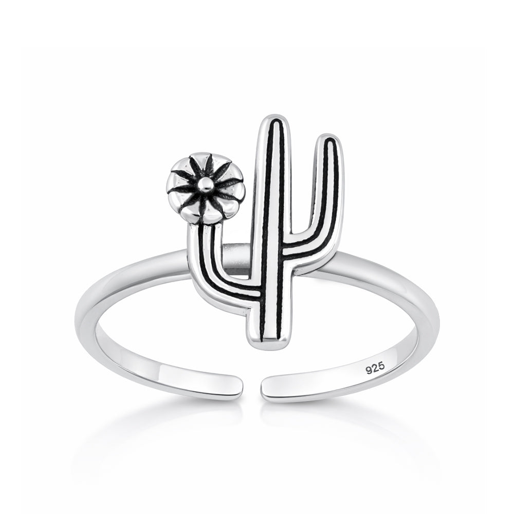 Silver Toe Ring - Cactus