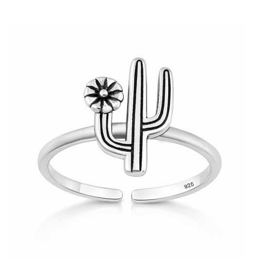 Silver Toe Ring - Cactus