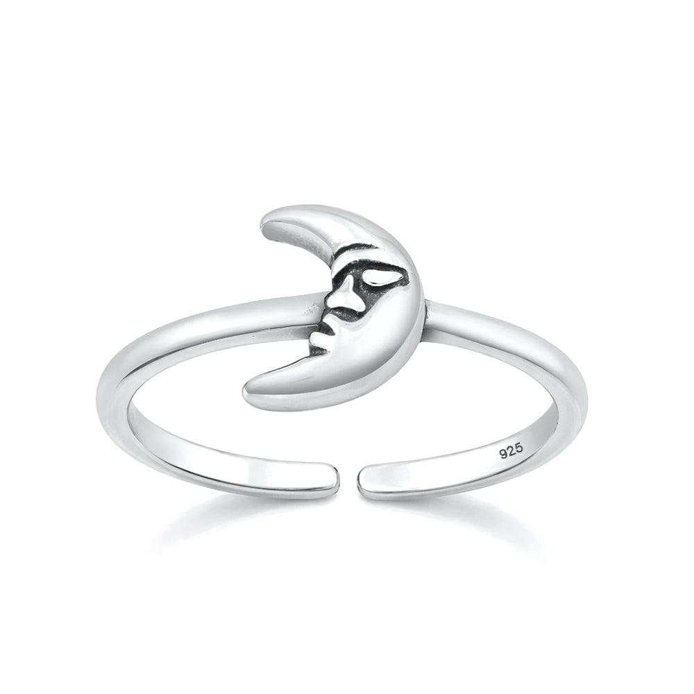 Silver Toe Ring - Moon