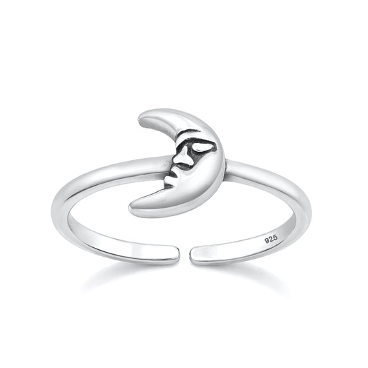Silver Toe Ring - Moon