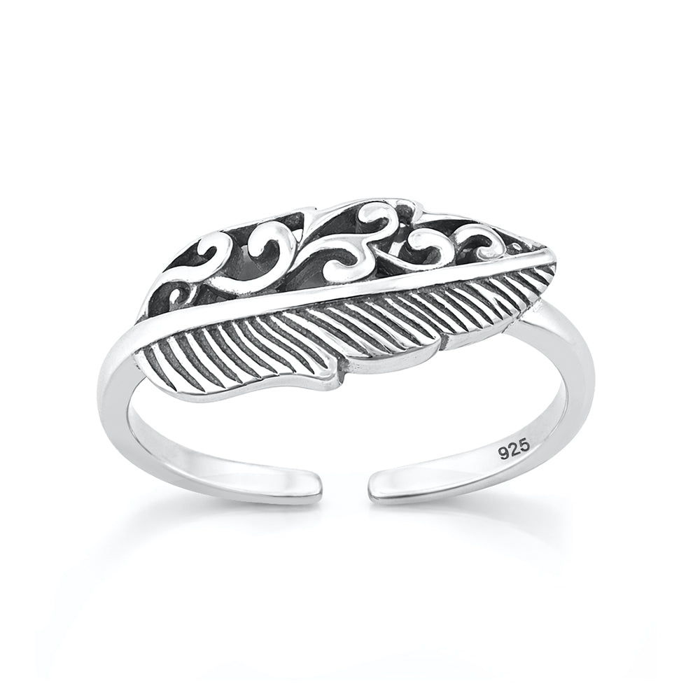Silver Toe Ring - Leaf