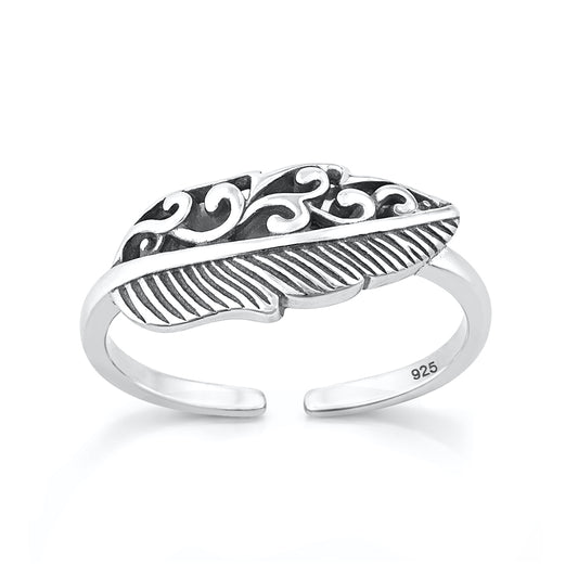 Silver Toe Ring - Leaf