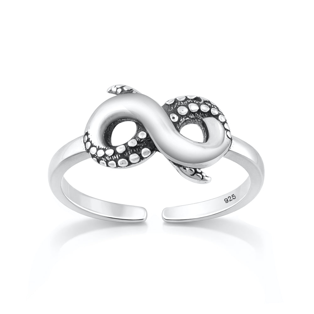 Silver Toe Ring - Tentacle