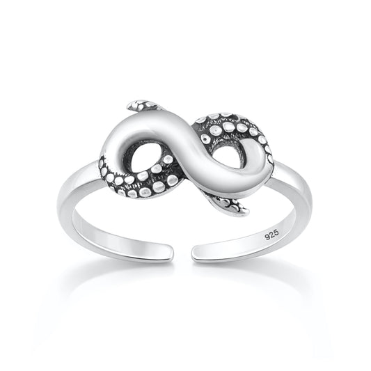 Silver Toe Ring - Tentacle